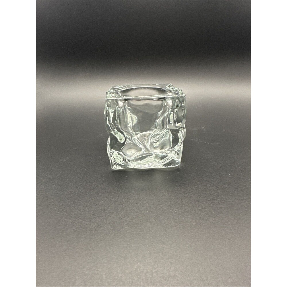 Vintage KIG Indonesia Glass Square Candle Holder  Cube